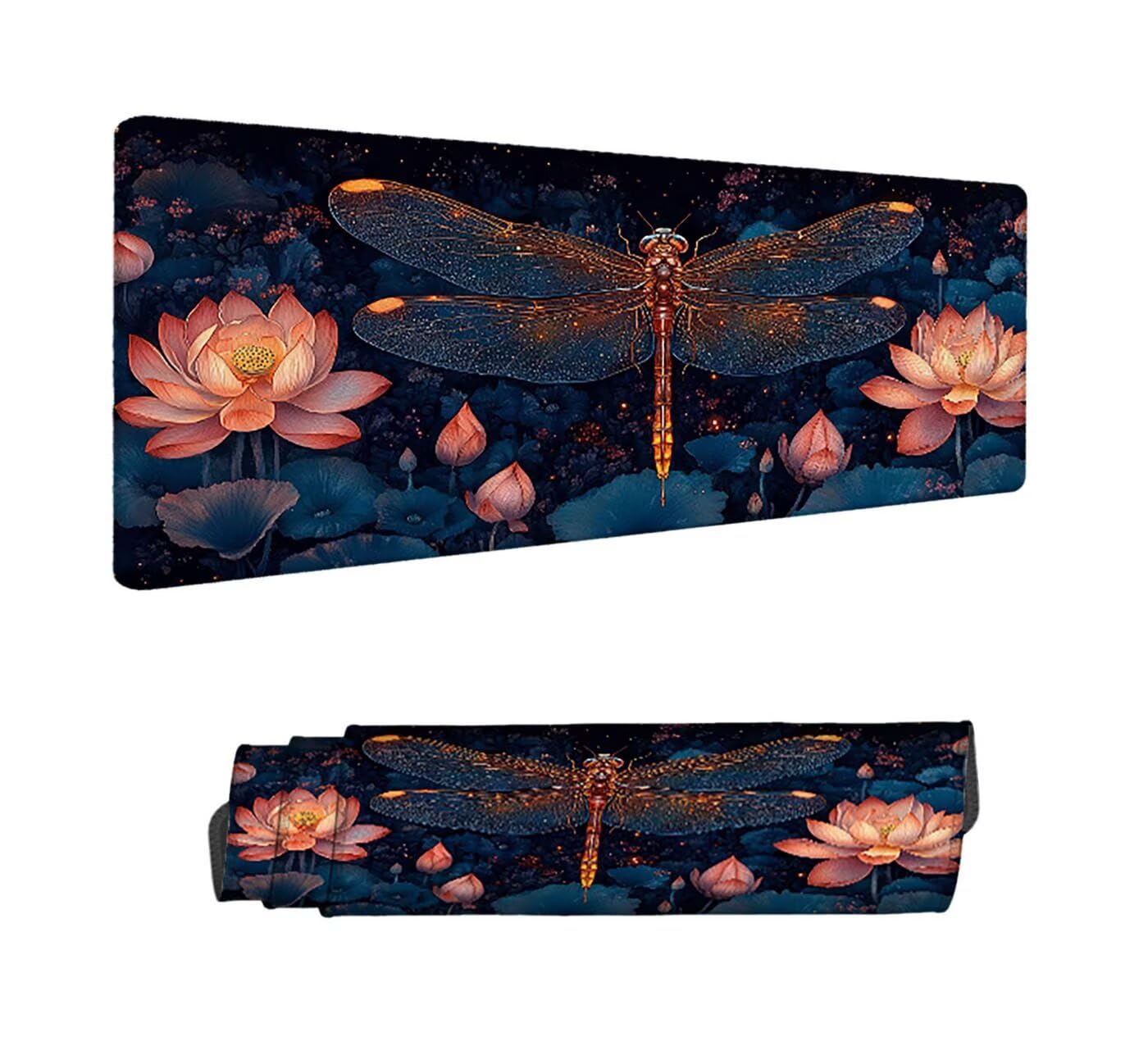 Podkładka pod mysz do gier Dragonfly Podkładka pod mysz XXL 1500 x 800 mm pod ręką zszyty na biurku wodoodporna antypoślizgowa, podkładka pod mysz lotosu do pracy, gier, biura, dekoracji domu