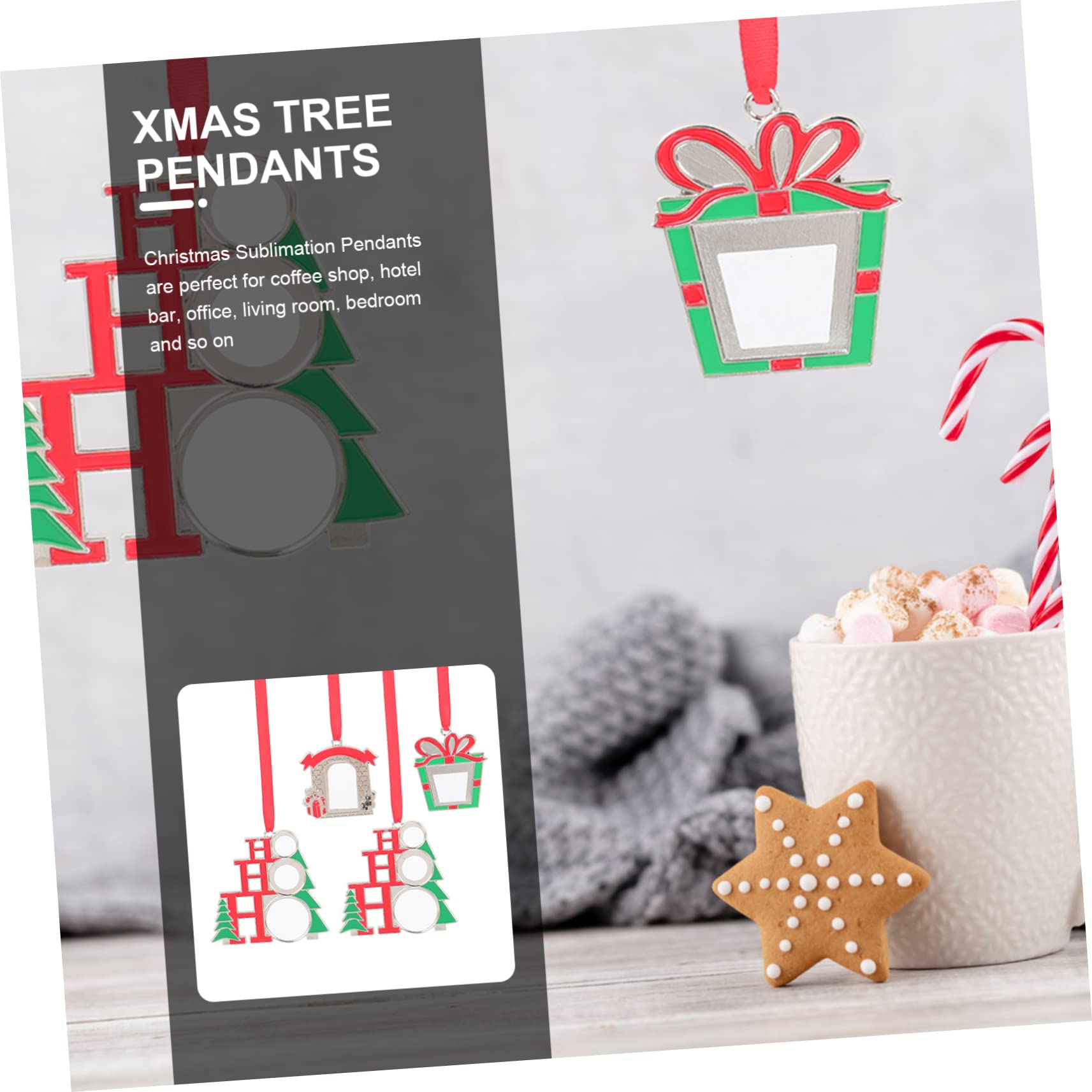 Zerodeko 4 Sätze Christbaumschmuck Weihnachtsdeko Personalisiert Geschenkanhänger Weihnachten Sublimationsverzierungsrohlinge Sublimationsanhänger Legierung 4 Stücke * 4