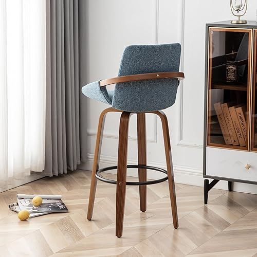 Miniatura 3 de LUNLING Juego de 2 taburetes de bar de 25.6 pulgadas de altura de mostrador, estilo retro, modernas de mediados de siglo, aspecto de lino, color