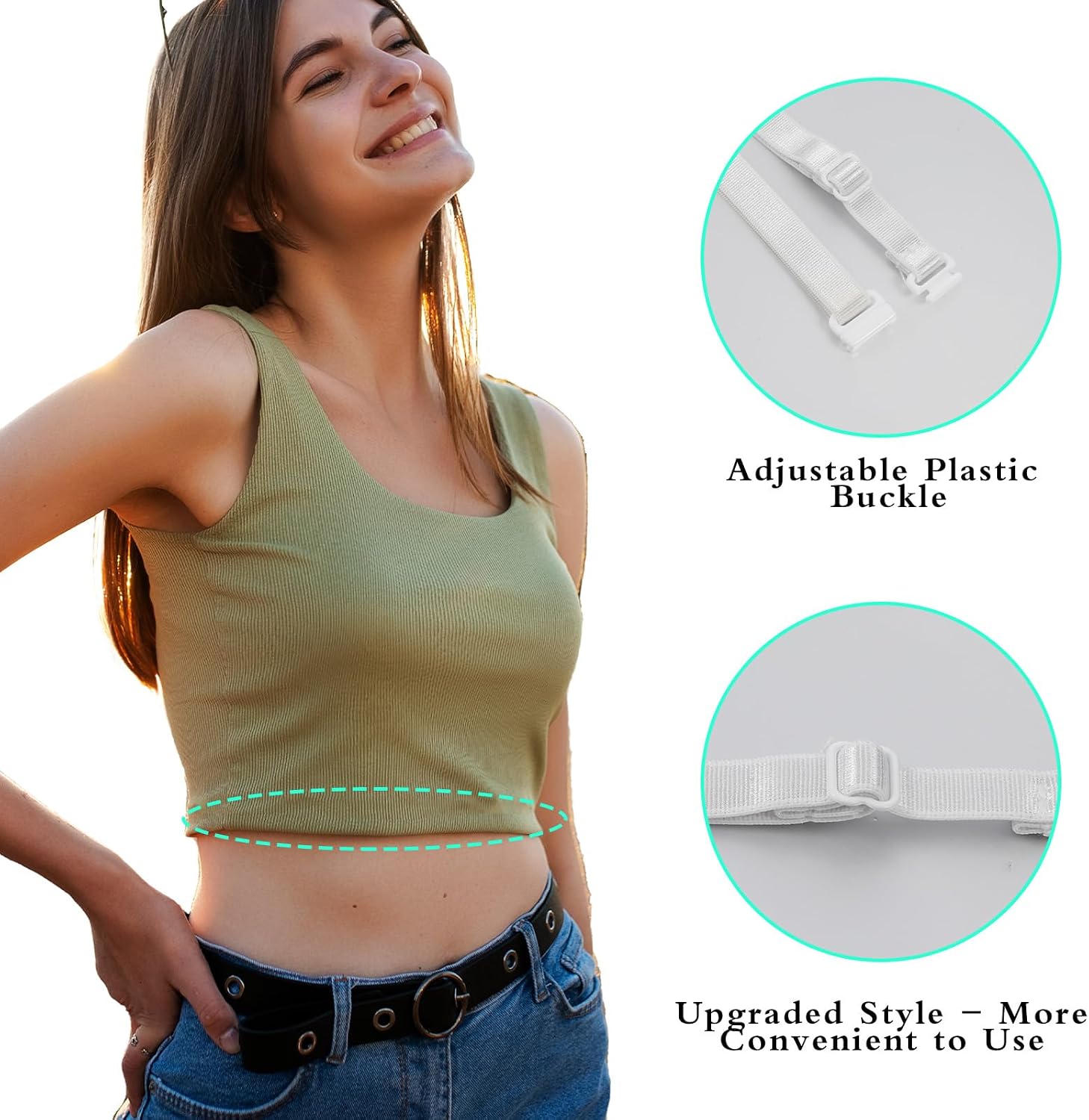 Tyqour 2pcs Womens Elastic Belt Tucky Belt to Crop Tops Invisible Belt for Women Adjustable Shirt Tuck Band Women