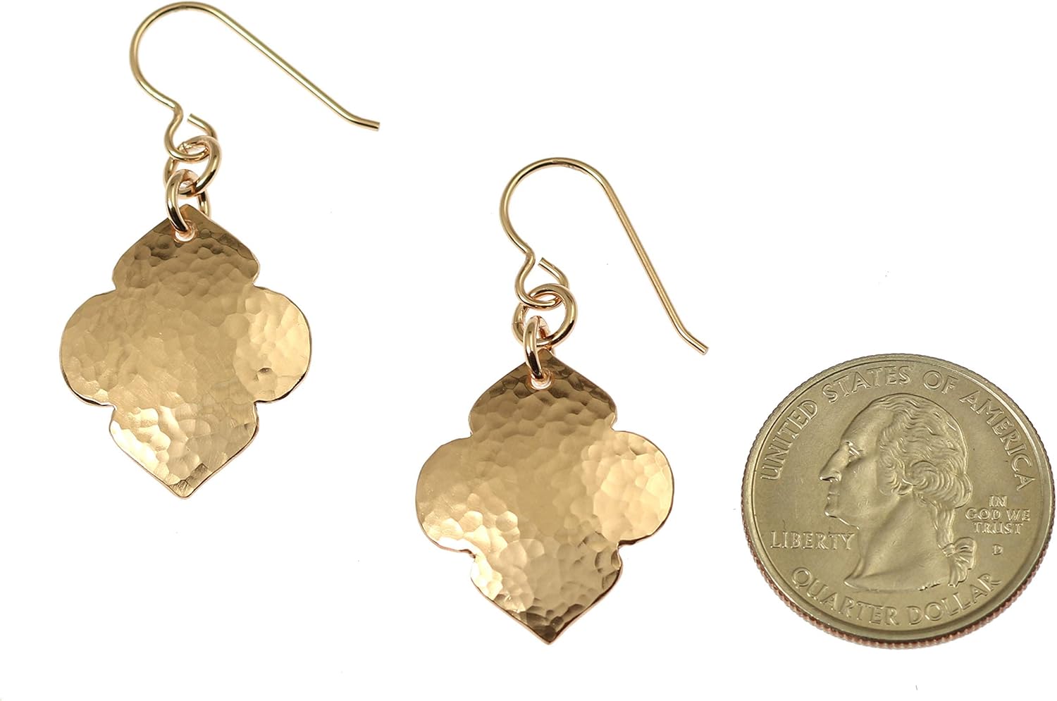 Hammered Bronze Quatrefoil Drop Earrings - Image 2