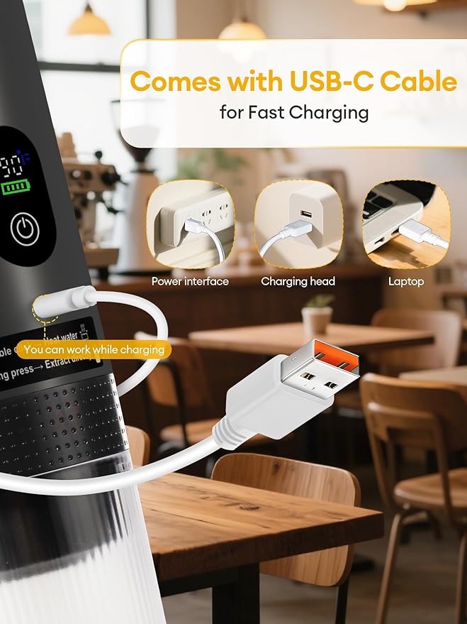 Cafetera Portátil 3 en 1 con Pantalla LED, 20 Bar, Compatible con Café Molido y Cápsulas miniatura 7