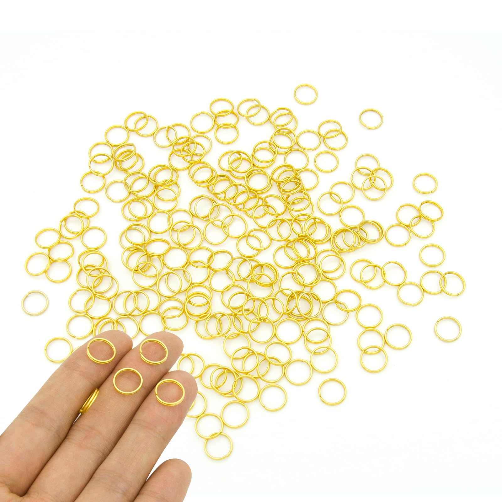 200pcs 10mm Mini Split Jump Ring with Double Loops Small Round Metal Golden Key Rings Connectors for Making Handwork Charms Pendants Key Chains Ornaments DIY Crafts Accessories