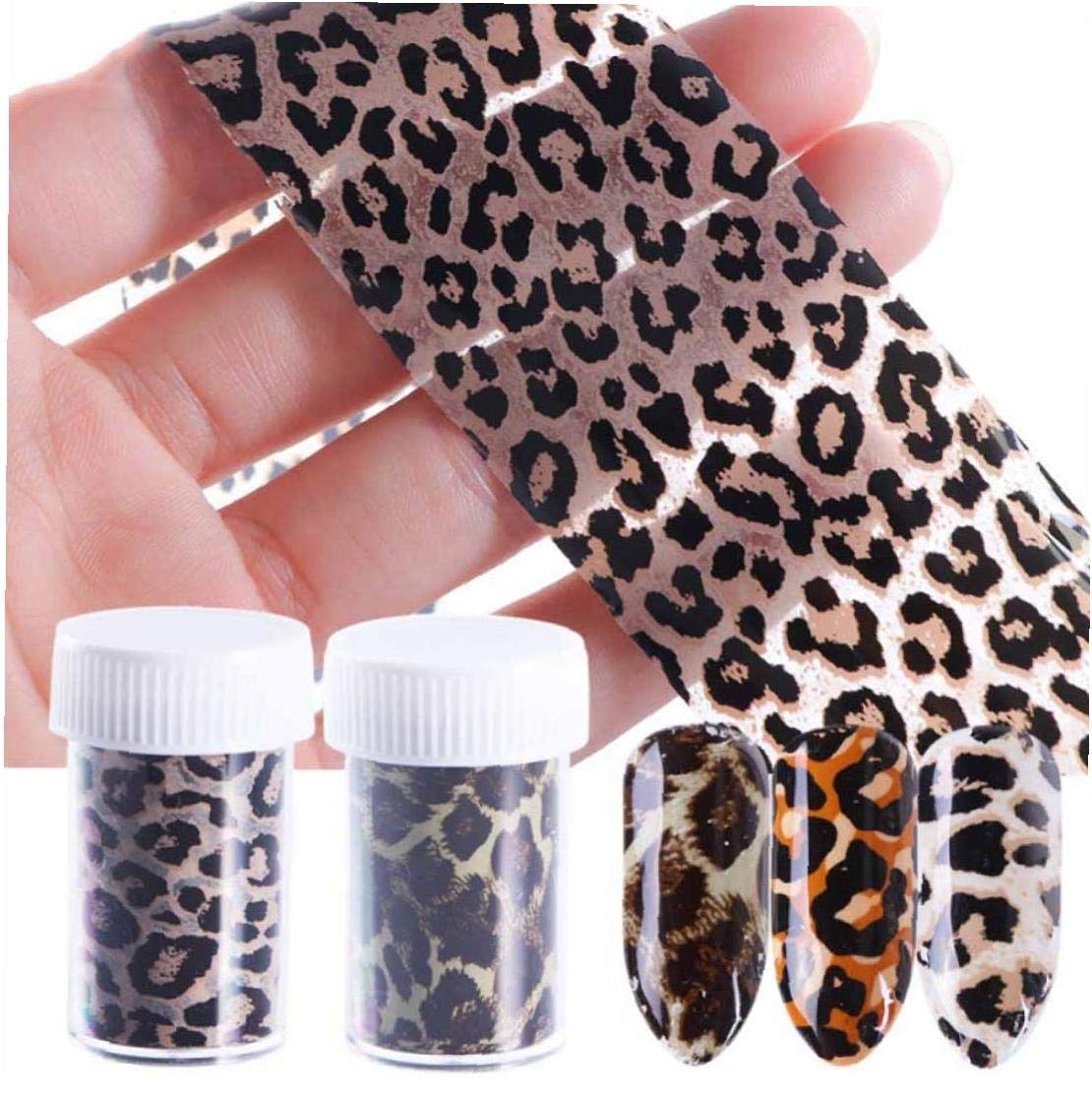 1 Roll Leopard Print Nail Foil Transfer Slider Sticker Animal Starry Adhesive Nail Wrap Decal 3D Decoration Tips Manicure Random Color