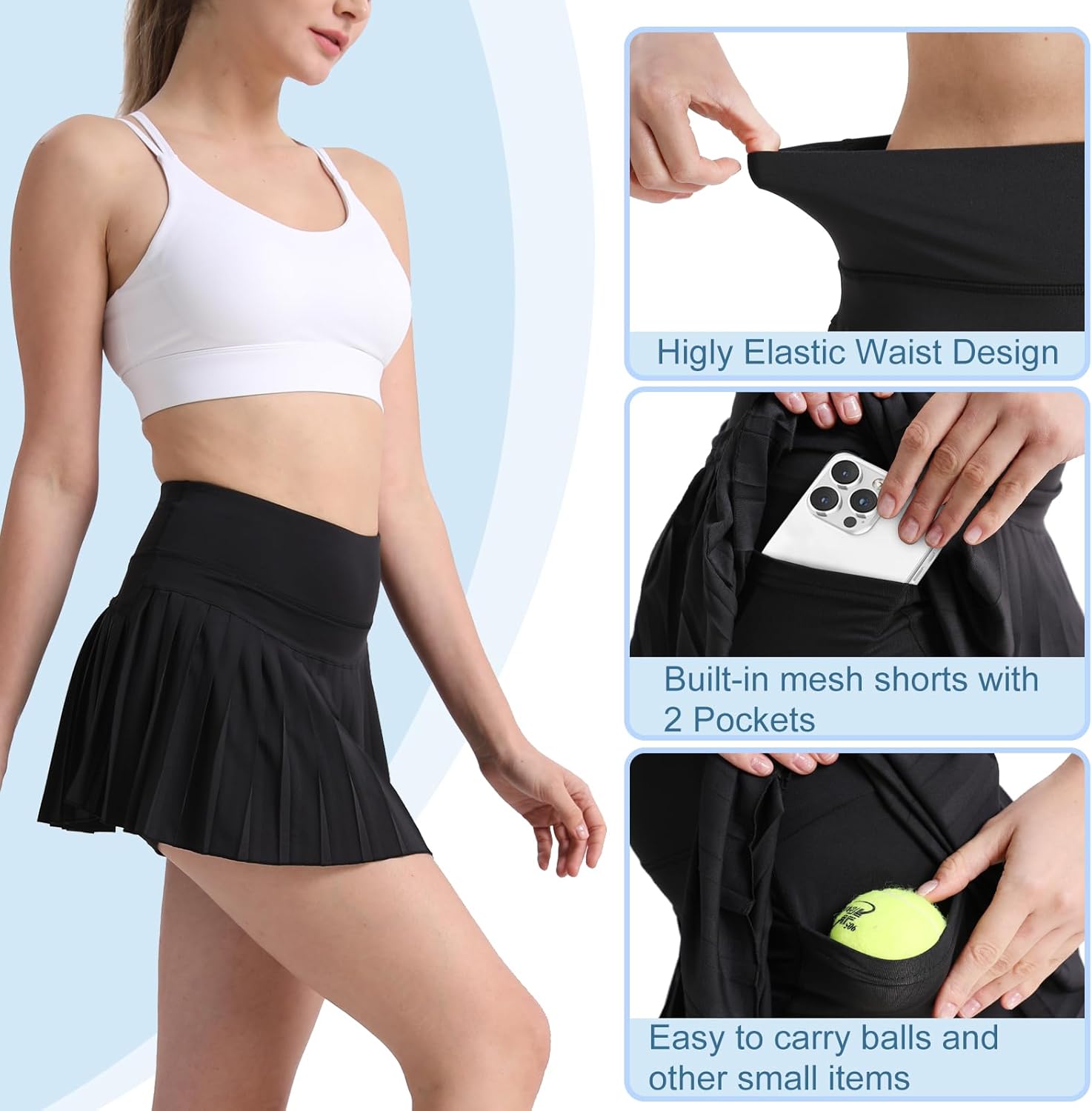 EASTBUDDY Womens Tennis Skirt with Shorts Pleated Tennis Skirts for Women with 2 Pockets Athletic Skort for Golf - Image 4
