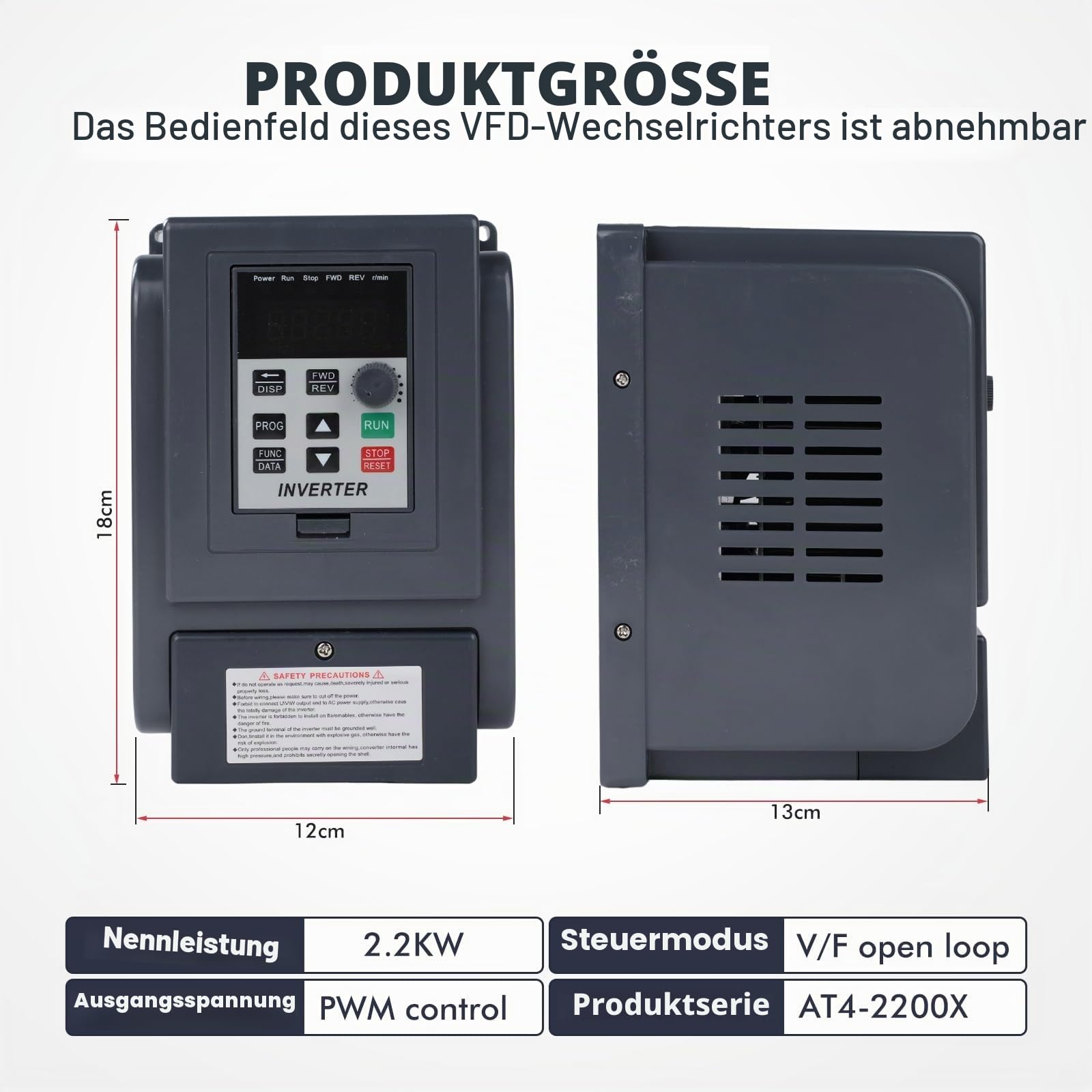 Jadeshay Frequenzumrichter 2,2 kW VFD Drehzahlregler 1 Phasen 220V Eingang 3 Phasen 380VAusgang AC220V Wechselrichter Motordrehzahlregler für Motor
