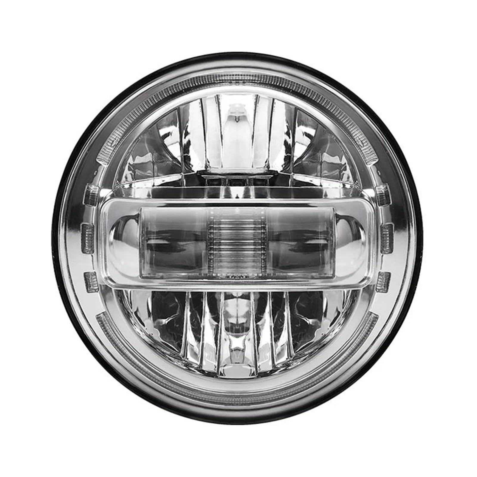 Phare Rond LED 7 Pouces avec DRL Halo Ambre pour Lada Niva Urban Argent