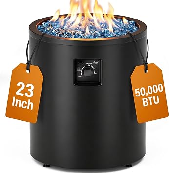 BALI OUTDOORS 50,000 BTU Propane Fire Pit Outside | 23 inch Outdoor Fire Pit Round, Black Firepits for Outside Patio, Garden, Backyard