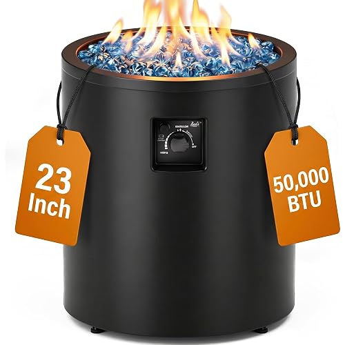 BALI OUTDOORS 50,000 BTU Propane Fire Pit Outside | 23 inch Outdoor Fire Pit Round, Black Firepits for Outside Patio, Garden, Backyard