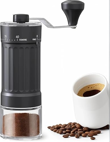 Molinillo de café manual, molinillo de granos de café de rebabas, molinillo de café portátil ajustable con capacidad de 1.06 oz, ideal para viajes,