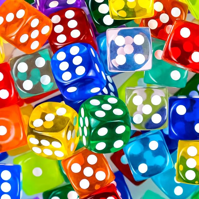 Foto 4 de 6 de 100 Piezas Juego de Dados 6 Caras de Colores,Dados AcríLicos de 12 MM para Juegos,Dado de Colores…