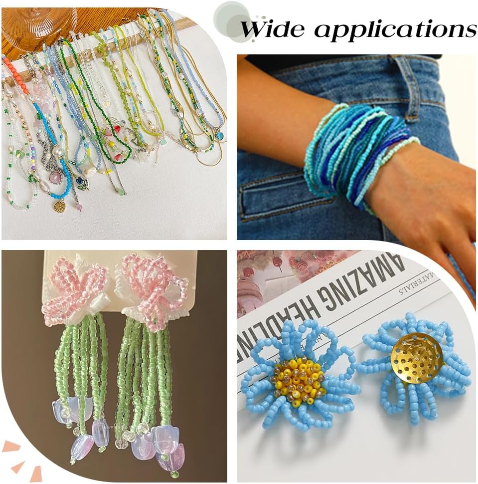 WADORN 15 Colors 4950Pcs Blue Green Glass Seed Beads, 3mm 4mm Mini Seed Bead Bulk Colorful Smooth Pony Bead Small Round Waist Loose Spacer Beads for DIY Necklace Bracelet Earring Jewelry Making - Image 5