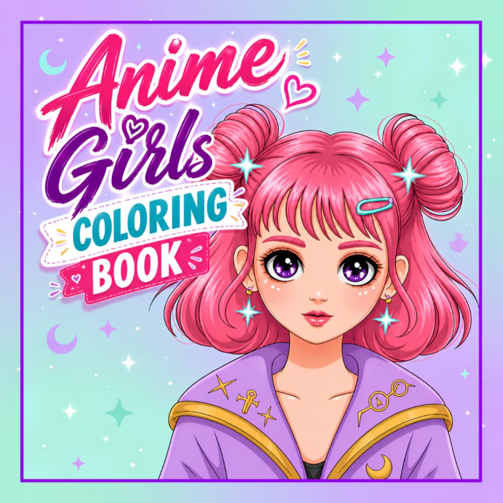 Anime Girls Coloring Book: 40+ Cute Kawaii Anime Girl Designs Featuring Beautiful Manga-Inspired Illustrations for Kids, Teens, and Anime Lovers