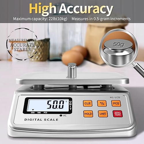 Miniatura 4 de Báscula digital para alimentos, báscula de cocina, peso digital, recargable, fabricación de velas o fabricación de jabón con plataforma grande de