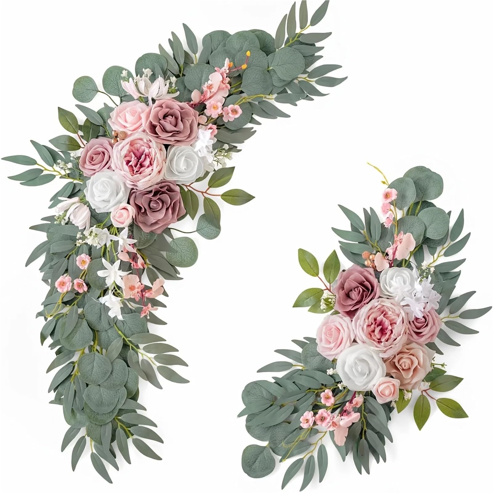 WHMWT 2pcs Artificial Rose Wreaths For Wedding Decoration - Perfect For Outdoor Events