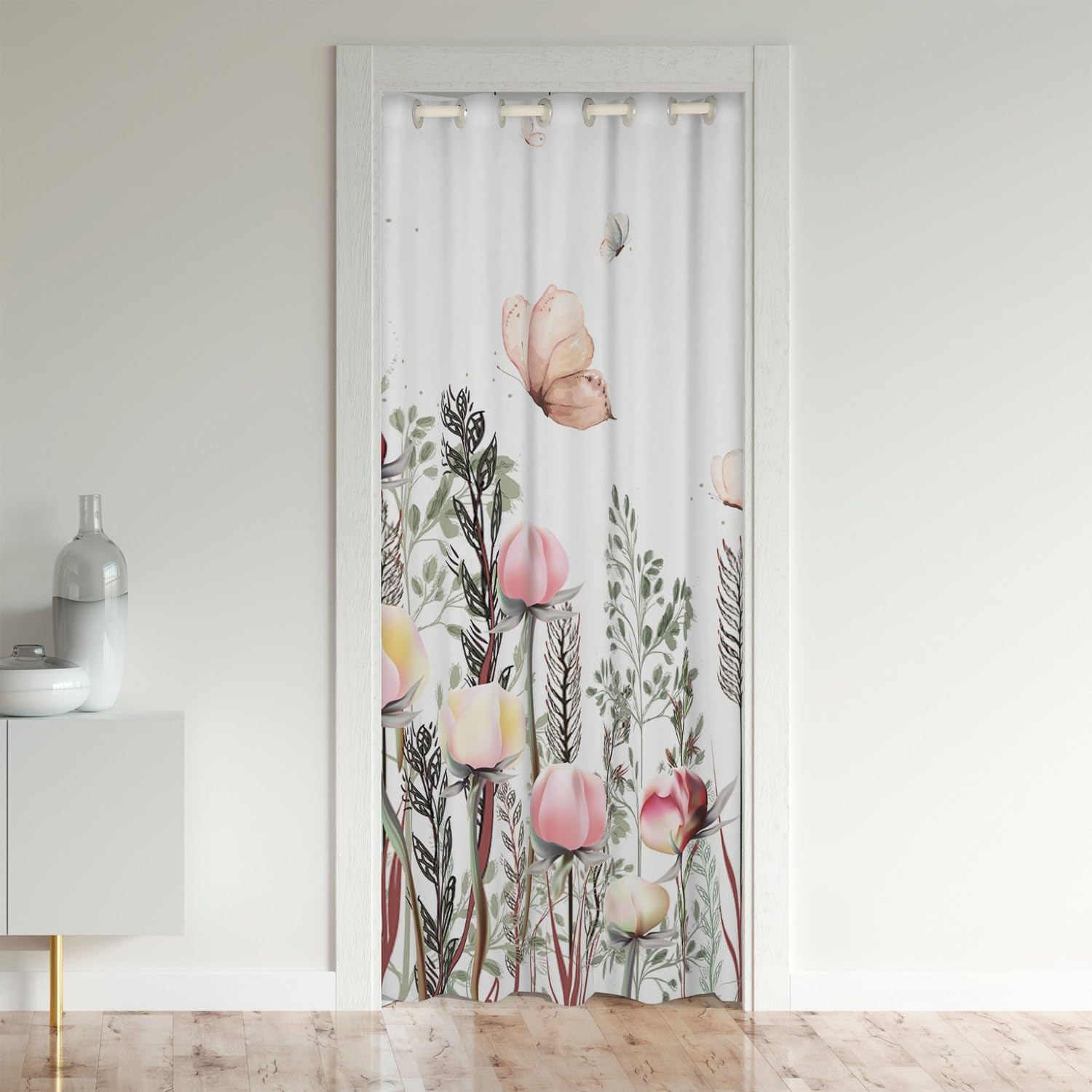 Rideau de porte imprimé papillons 86 x 203 cm pour décoration intérieure