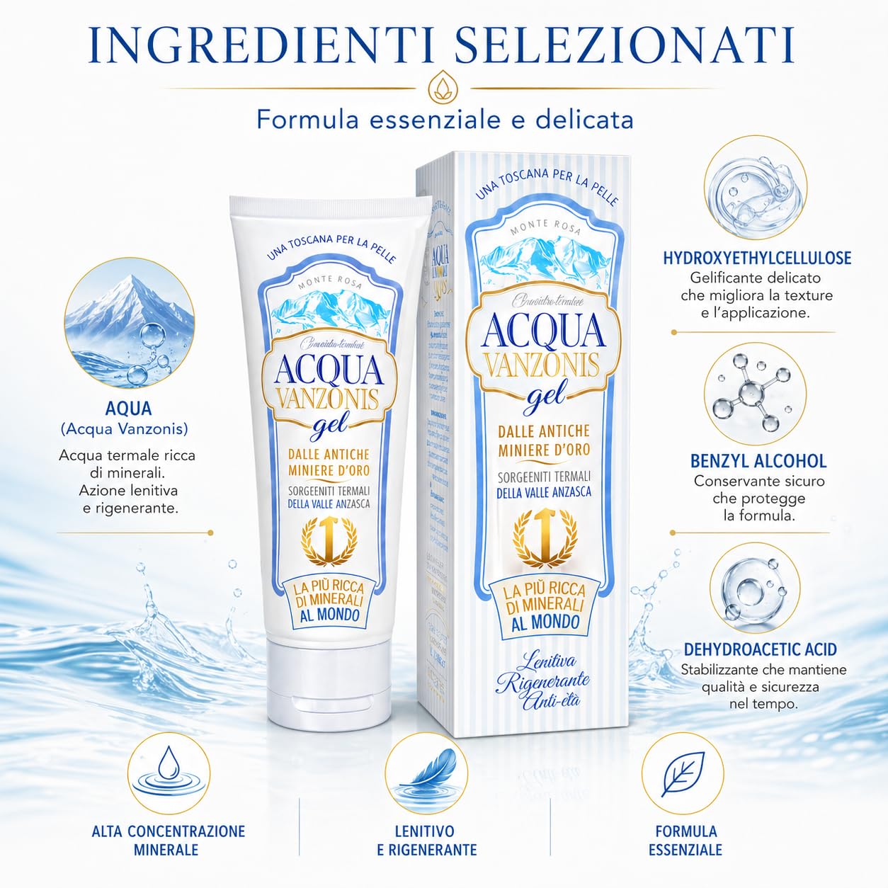 Centisia Acqua Vanzonis Gel 100gr – Gel Idratante Termale 98,5% Acqua Vanzonis – Lenitivo, Rigenerante, Antiage, Remineralizzante – Adatto a Pelli Sensibili, Reattive e Mature