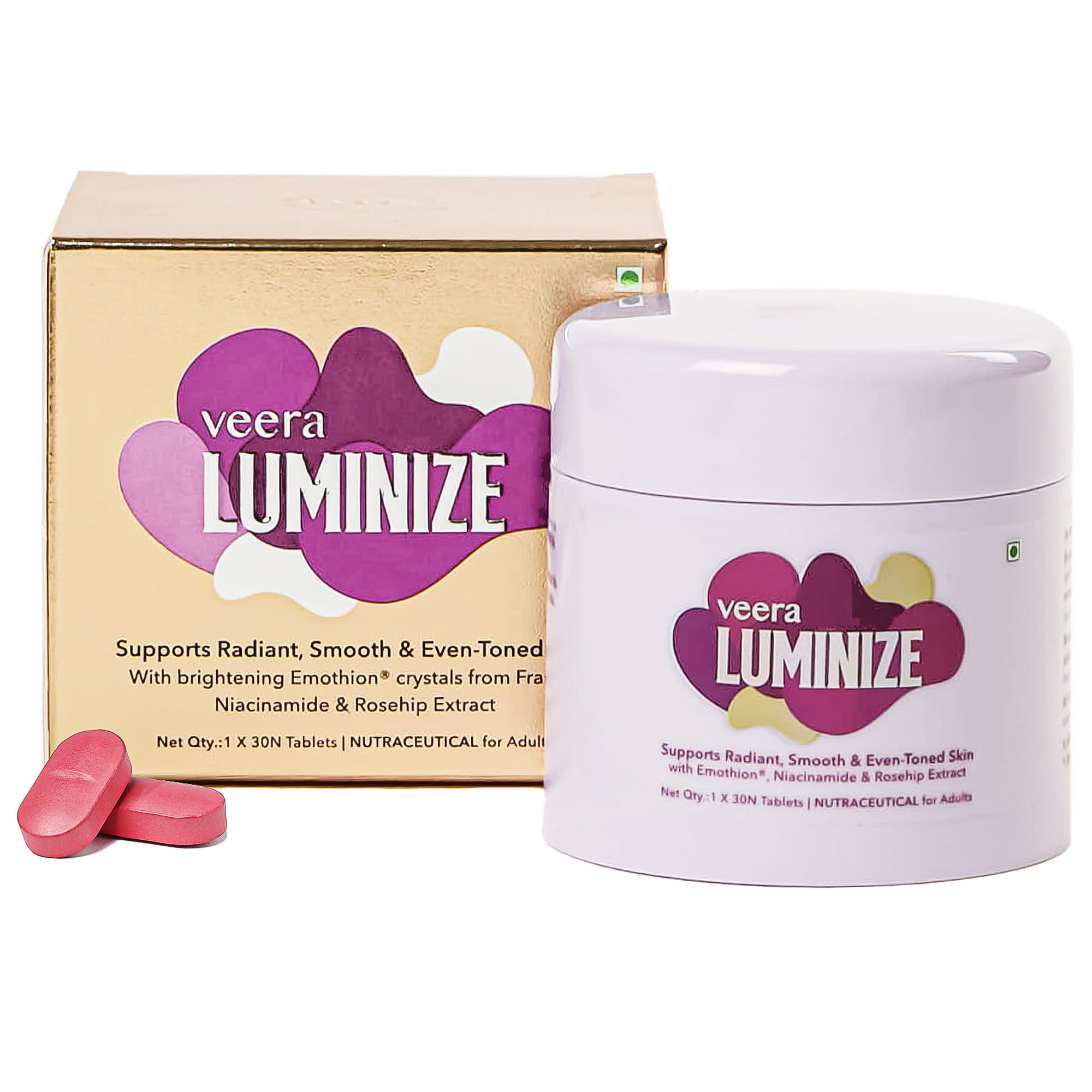 Luminize by Veera Health | Emothion - Next Gen Glutathione from France | 15 Day Pack | Rosehip Extract and Niacinamide | For Skin Brightening | Reduces Dark Spots