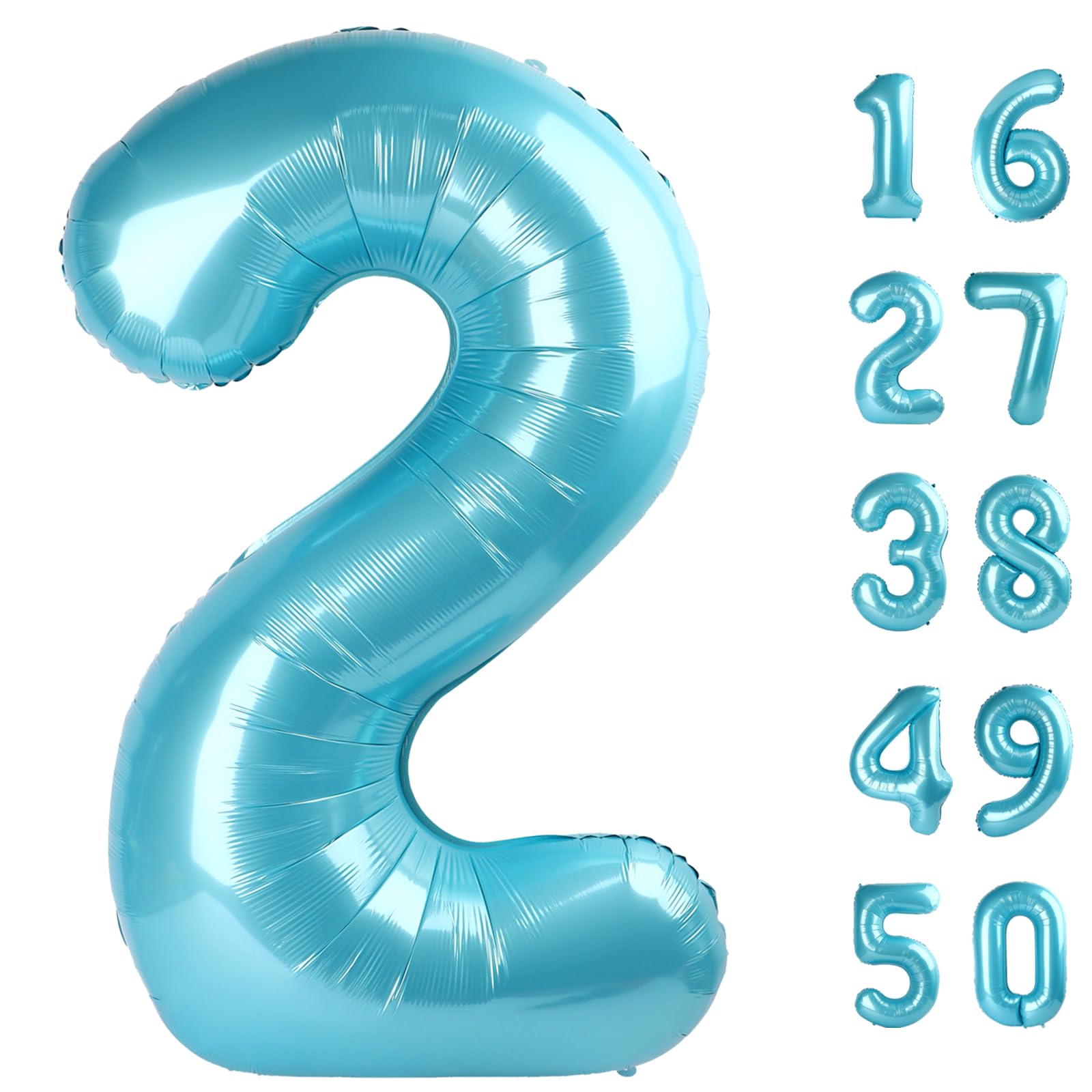 40 Inch Giant Light Blue Number 2nd Birthday Decorations Balloon Numbers 12th 20th 21st Birthday, Baby Shower, Photo Backdrop Props Graduation Party