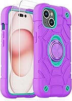 Vista 58 de KCJ Funda para iPhone SE 2022/2020, iPhone 8/7/6/6S, con [2×Protectores de Pantalla][Soporte de Anillo] Silicona Suave+PC Duro Protección Completa