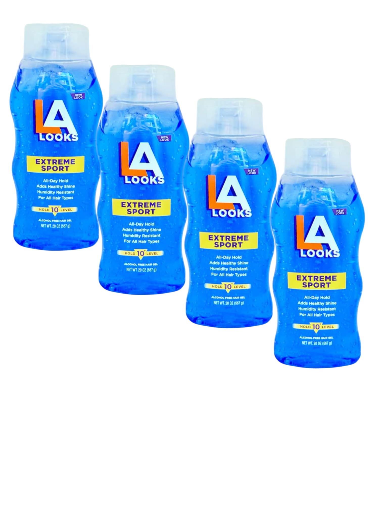 4 Pack Styling Gel L A LOOK XTREME HOLD #10, 20 oz Each – Maximum Hold for Men & Women – Dries Clear, No Flaking – For All Hair Types