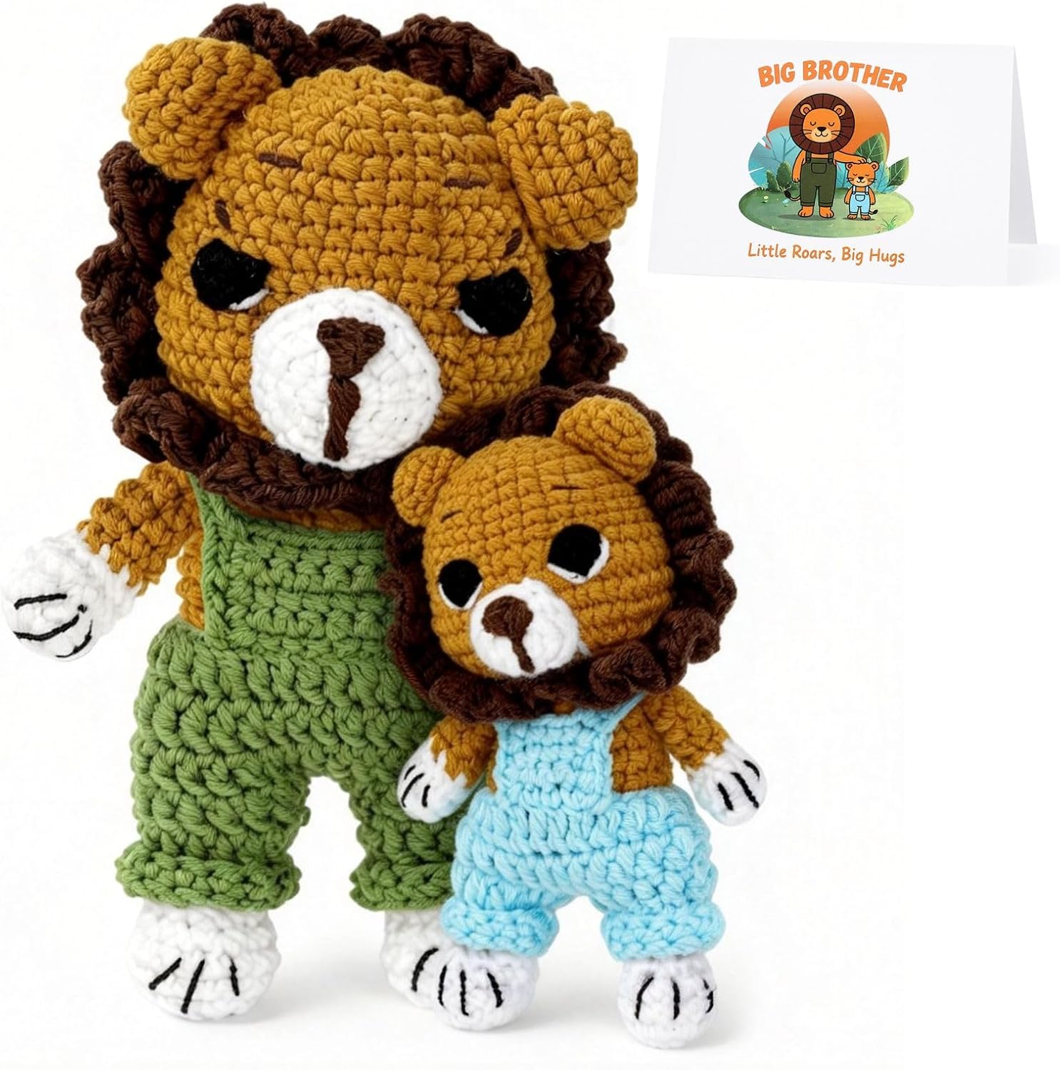 Gifts for Big Brother of New Baby, Mini Emotional Support Crochet Positive Lion for Big Brother Gifts, Positive Crochet Animals for Boy or Toddler Boy