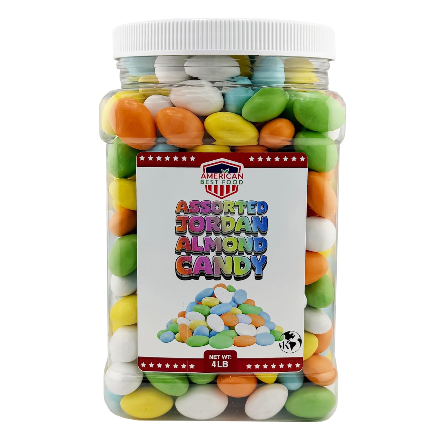 American Best Food Pastel Color Jordan Almonds in Jar, Kosher (4 Pound, Assorted)