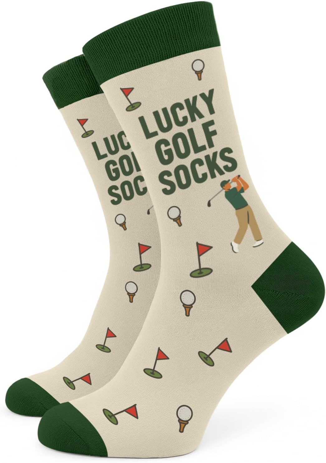 Lucky Golf Socks Cotton Size 7-13 Golfer Funny Golf Gifts for Men Golfers | Novelty Golfer Socks for Dad Grandpa Gifts for Golfers | Mens Golfer Gift Christmas Golfing Stocking Stuffers for Men