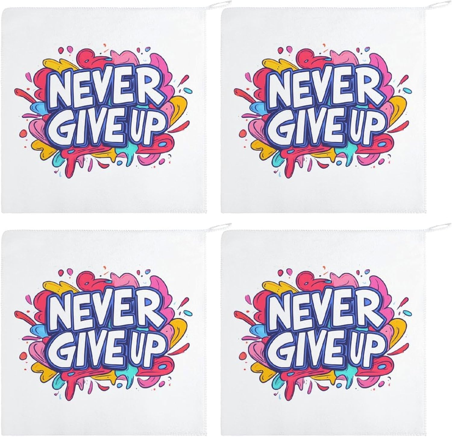 Never Ever Give Up Towel Hand Towels Decorative Towel for Bathroom Kitchen Shower Gym 4PCS