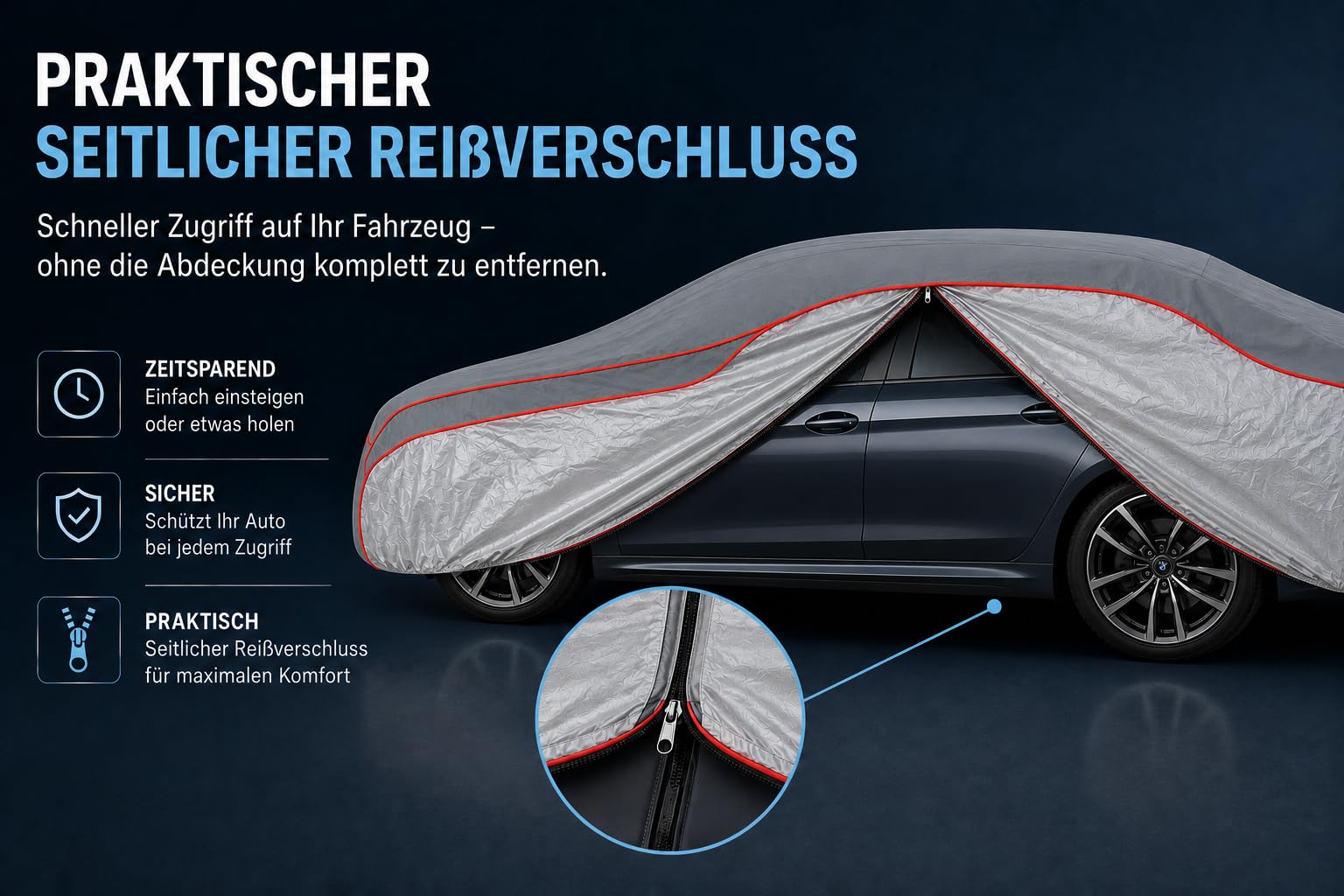 AMiO Autoabdeckung Hagelschutz - XL 5mm Eva Winter Sommer Reflektoren 02512