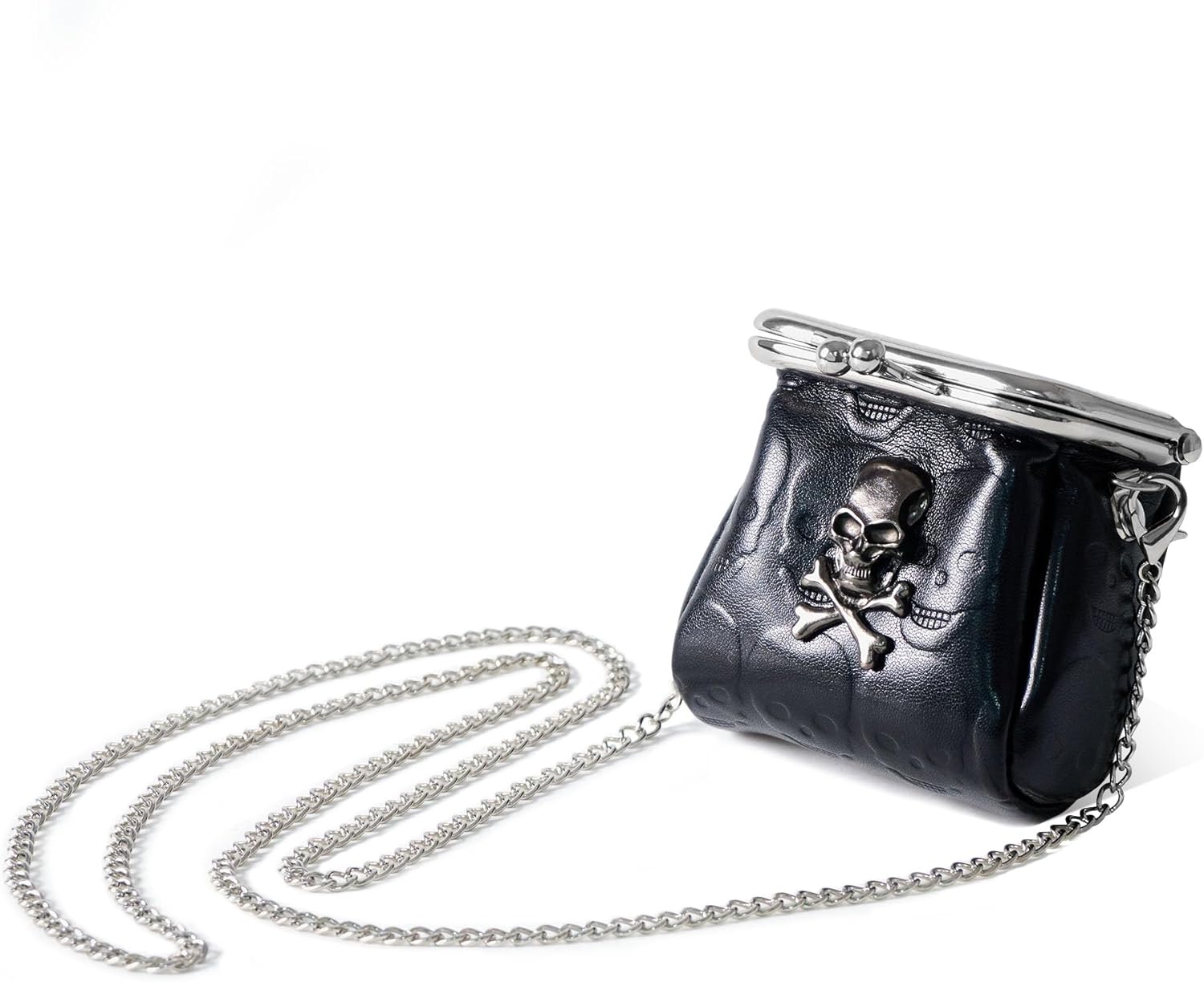 chushui Mini Kiss Lock Crossbody Bag Set, Faux Leather Tiny Coin Purse with Chain, Small Micro Purse for Women