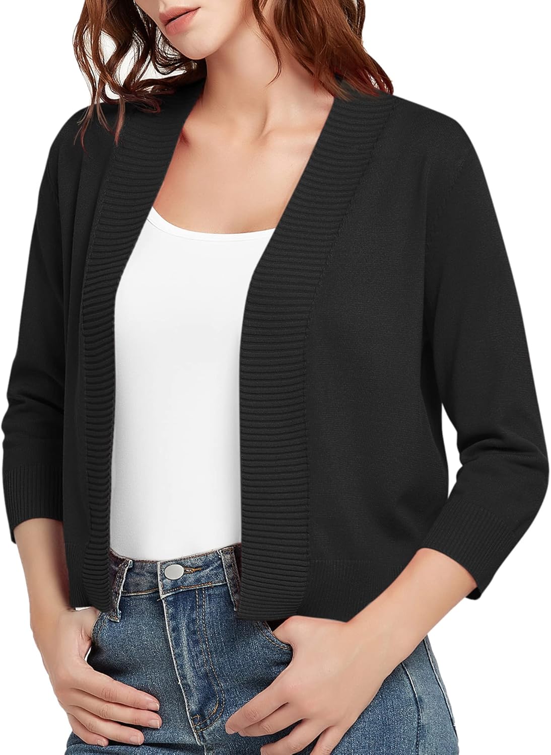 Urban CoCo Women's 3/4 Sleeve Short Cropped Cardigan Sweaters Lightweight Shrug Sweater Jacket for Dresses - Image 4