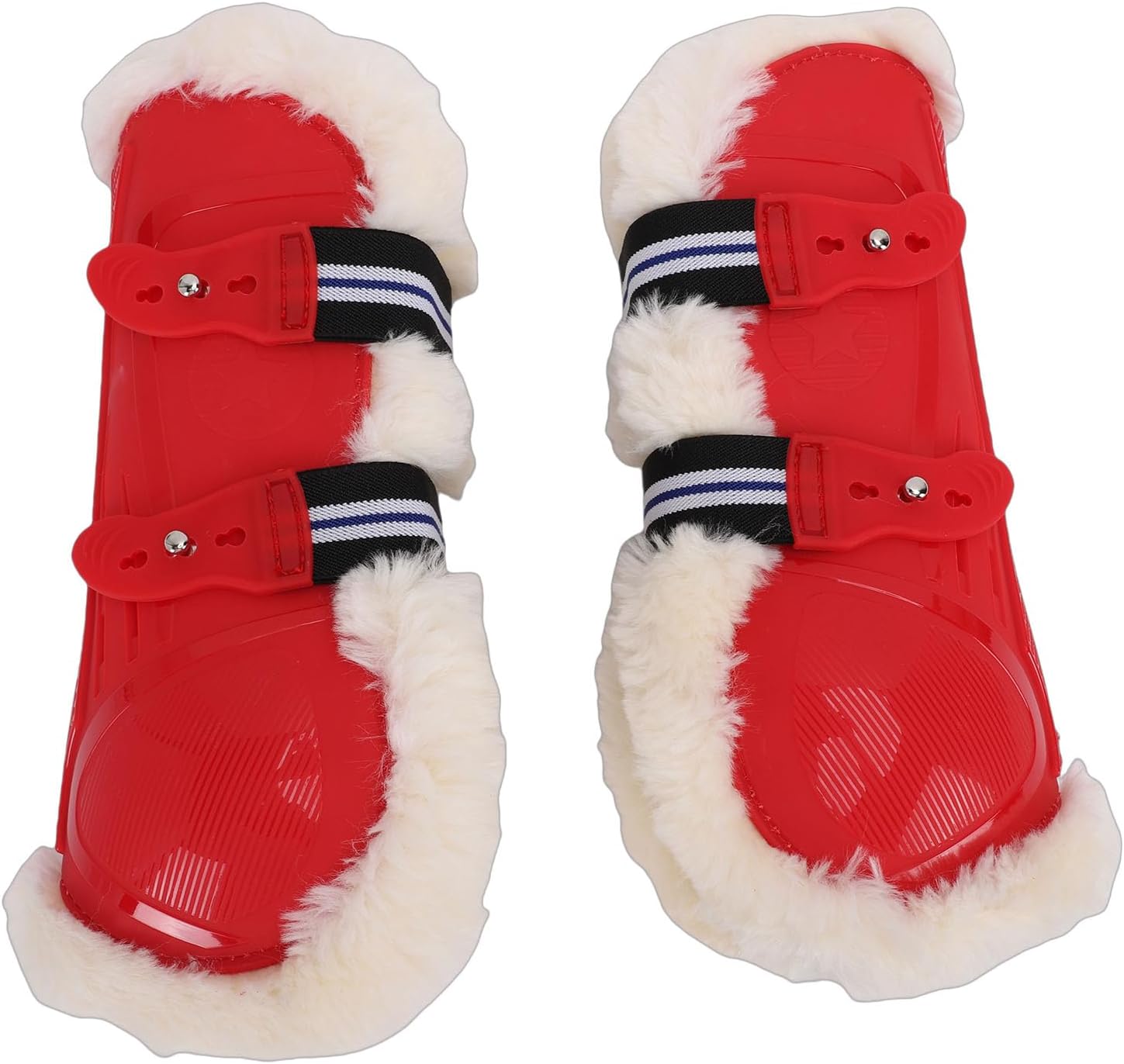 Luqeeg Horse Leg Wrap, Soft Warm Horse Leg Protector, PU Shells Boots Faux Wool Lining Fly Sheets Loop Strap Ergonomic Contoured Equestrian Accessories for Travel & Riding