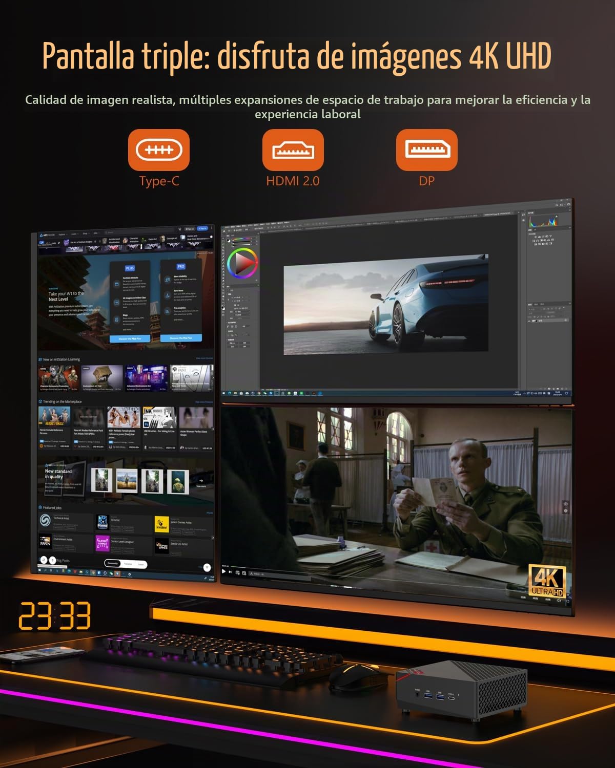 NiPoGi AM06 Pro Mini PC 16 GB RAM, АMD Ryzen 5 5500U (6C/12T, Fino a 4,0 GHz) Mini PC Dual LAN, 512 GB M.2 SSD Mini Desktop Computer, 4K UHD Triple Display/WiFi 5/BT 4.2 per giochi/ufficio/HTPC.