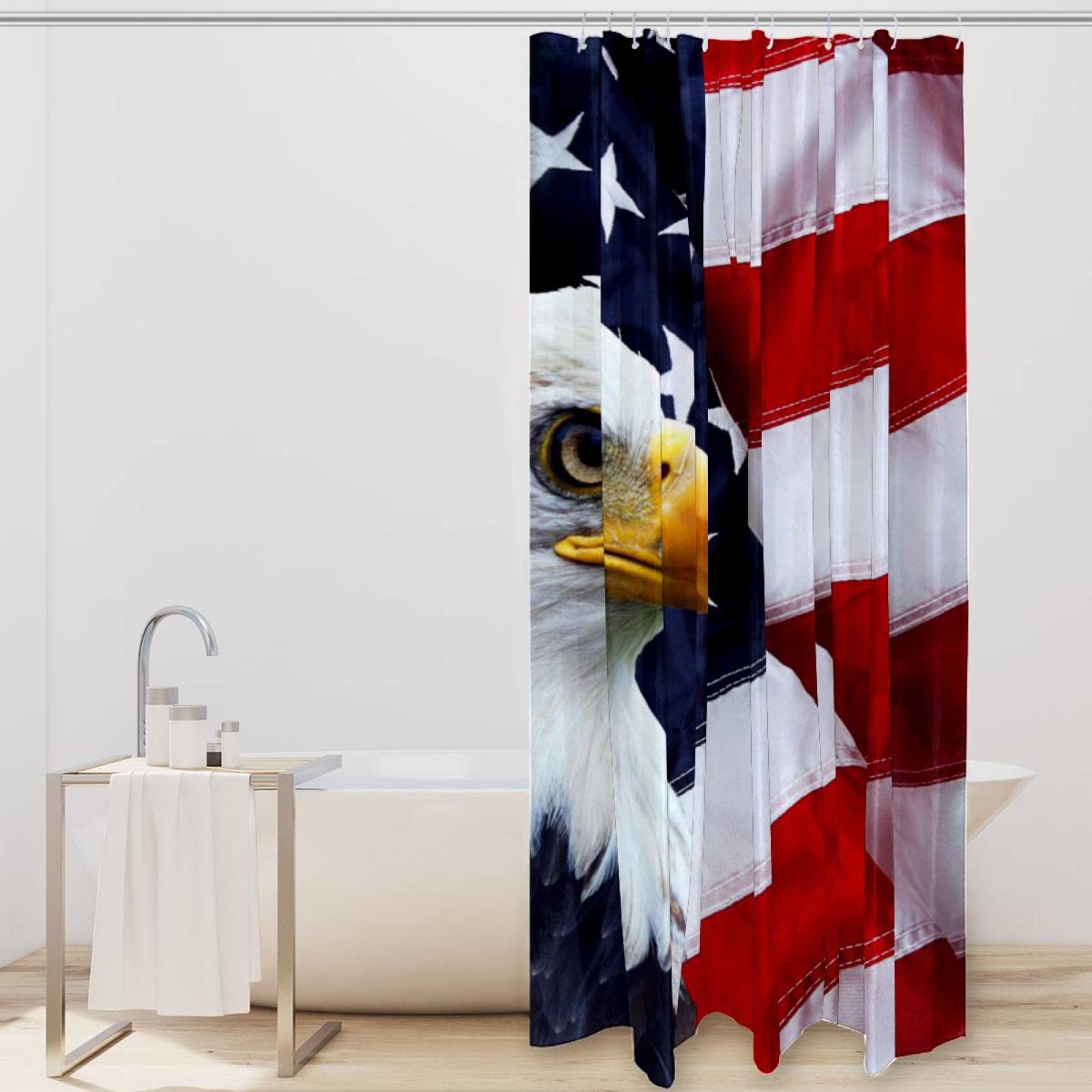 Tenda da doccia con bandiera USA, decorazione patriottica per il bagno