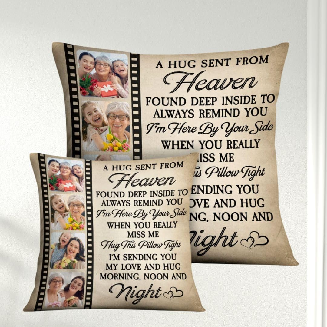 Generic Custom Photo I'm Here by Your Side Pillow, Personalized Memorial Pillows with Pictures, Custom Memorial Pillow for Loss of Loved One, Customized Pillows with Photo, White