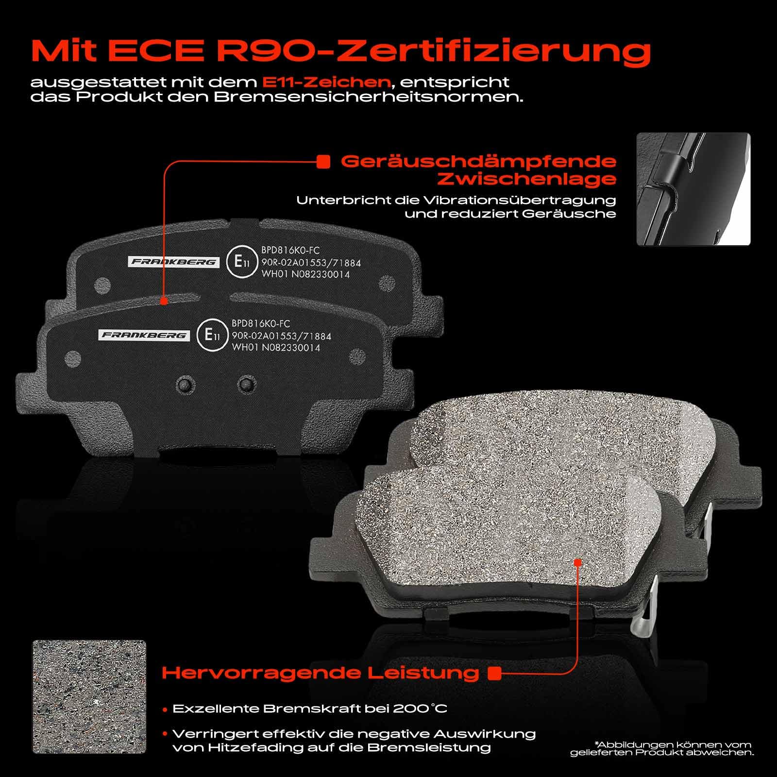 Frankberg Bremsensatz inkl. 2x Bremsscheiben + 4x Bremsbeläge Vorne Kompatibel mit Fiesta VI CB1 CCN 2008-2017 Fiesta VI Van 2009-2017 Replace# 8V512K021AB, 8V512K021AA