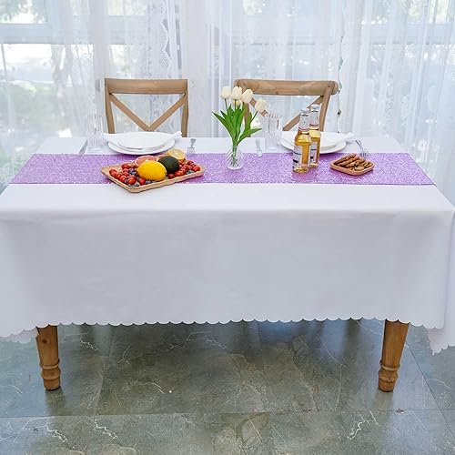 Miniatura 7 de Camino de mesa de lentejuelas lavanda de 12 x 108 pulgadas, paquete de 6, camino rectangular con purpurina para decoración de fiestas, graduaciones,