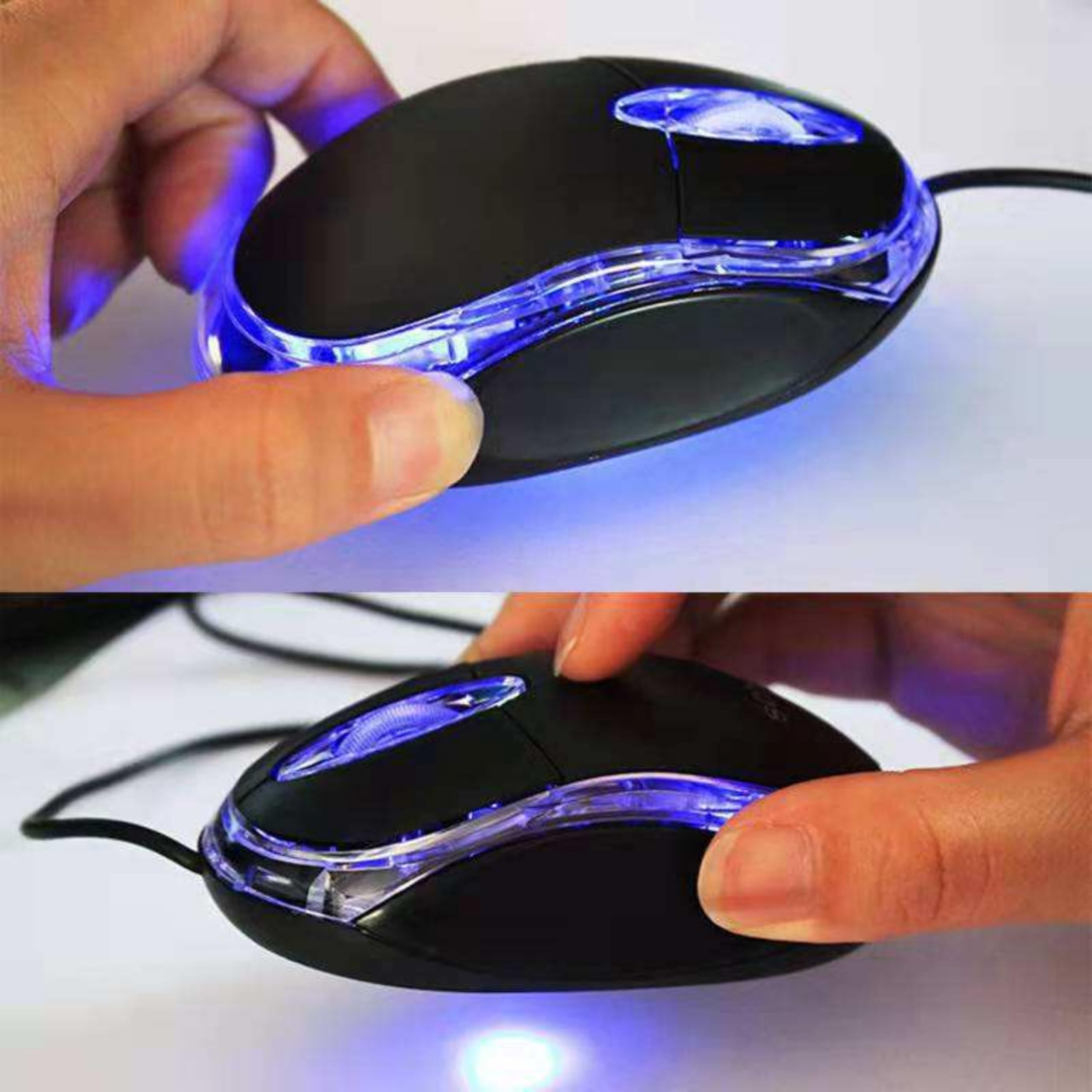 ANRANK UM2030AK - Ratón óptico USB 3D con 3 botones, rueda de desplazamiento, luz LED, color negro