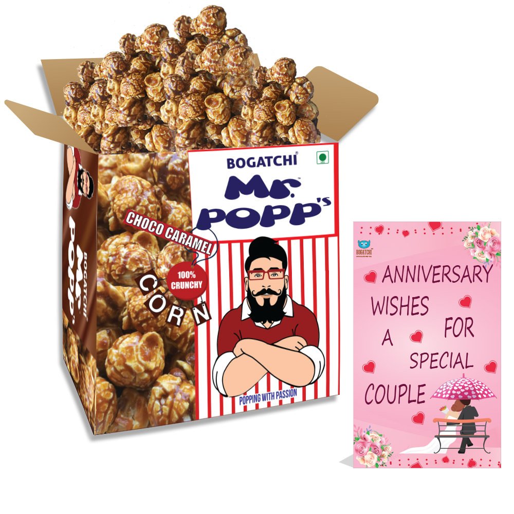BOGATCHI Mr.POPP's Dark Chocolate Popcorn, HandCrafted Gourmet Popcorn Snacks, 100% Mushroom Popped Crunchy Best Quality Kernels, Best Anniversary Gift for Couple, 250g + FREE Happy Anniversary Greeting Card-picture-29