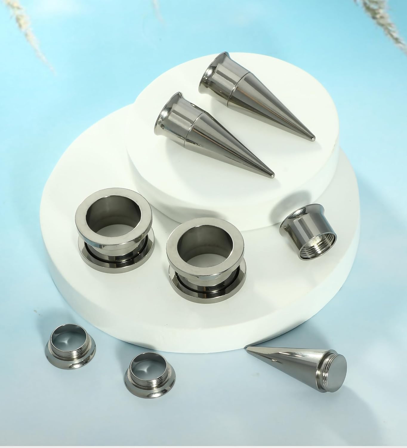 Astm F136 Titanium Ear Gauges Unisex 2 in 1 Internally Screw Fit Interchangeable Taper Plug Piercing Ear Tunnel Stretcher Expander 6G 4G 2G 0G 00G Gauge For Ear Piercing Jewelry For Women Men