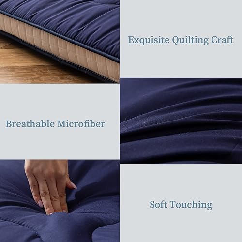 Miniatura 6 de HIGOGOGO Colchón de suelo japonés, colchón de futón plegable de 4 pulgadas de grosor para suelo, almohadillas de dormir enrollables coreanas, tapete