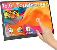 Monitor Portátil Com Tela Sensível Ao Toque, 15,6'', 1080P, 10 Pontos, Fhd Ips Hdr, Tela De Viagem 100% Srgb, 1000:1, Com Suporte Ajustável De 45° E Dois Alto-Falantes, Segundo Monitor Ext