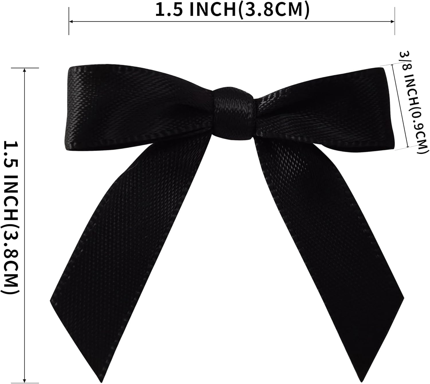 50pcs 1-1/2" Mini Black Satin Ribbon Bows Without Twist Ties for Crafts Gift Wrapping Packing Christmas Decoration (Black) - Image 3