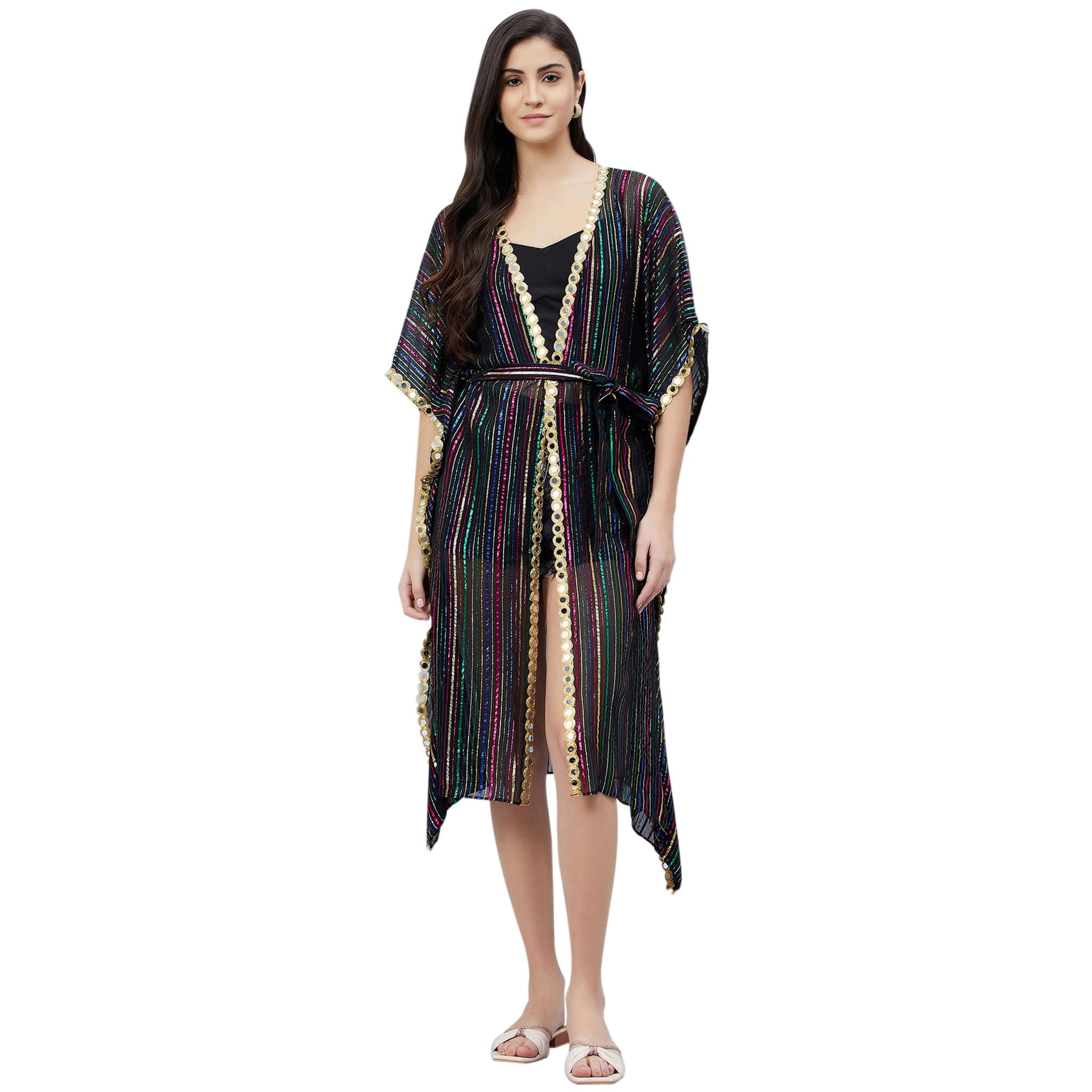 by Ramola Bachchan Women's Black Lurex Short Cover-Up-image-4