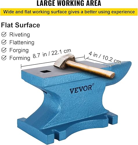 Miniatura 6 de VEVOR Yunque de un solo cuerno 55 libras, yunque de hierro fundido Herrero resiste golpes pesados,Yunque Yunque de cuerno redondo rugoso Yunque