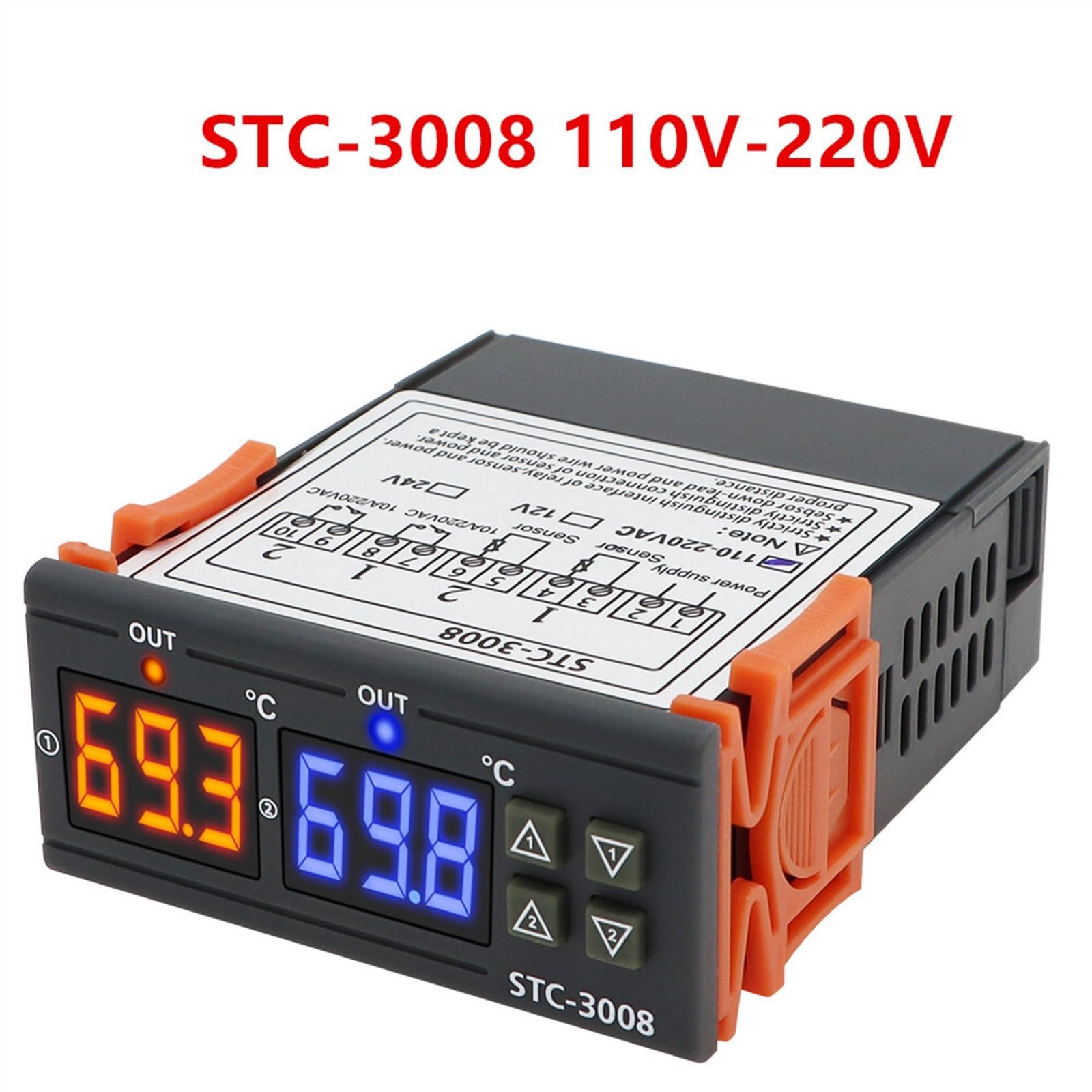 Cyfrowy higrometr STC-1000 STC-3028 STC-3008, regulator wilgotności, termometr, czujnik ogrzewania, chłodnica 24V/220V (STC-3008 AC110V-220V)