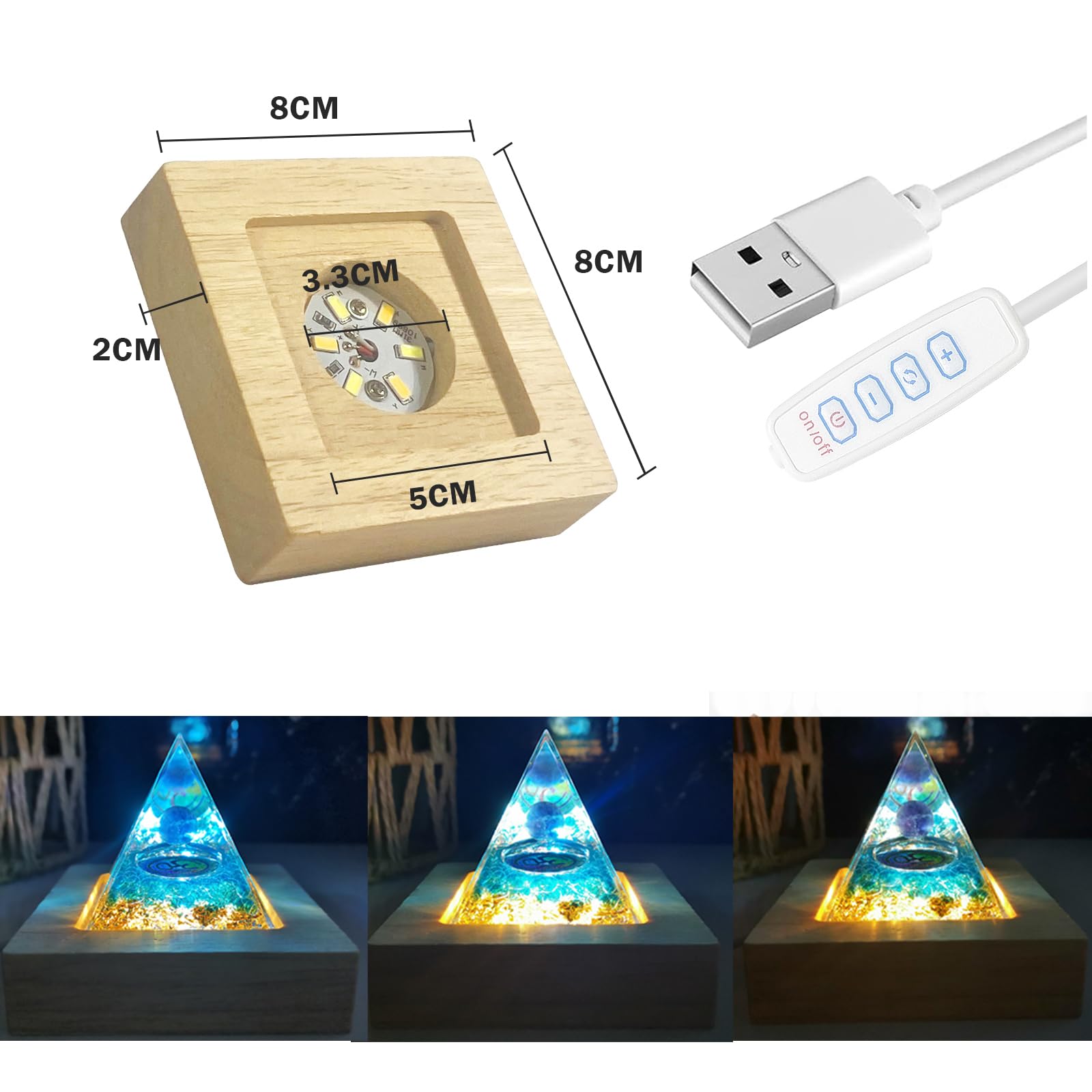 MeYuxg Wooden Light Base, Square Crystal Display Base, Ornament Display, Wooden Base - Image 2