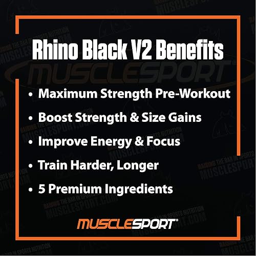 Miniatura 2 de Rhino Black Pre Workout V2 - Suplemento en polvo para preentrenamiento para hombres y mujeres - 16.23oz (Blue Demon, 20 porciones)