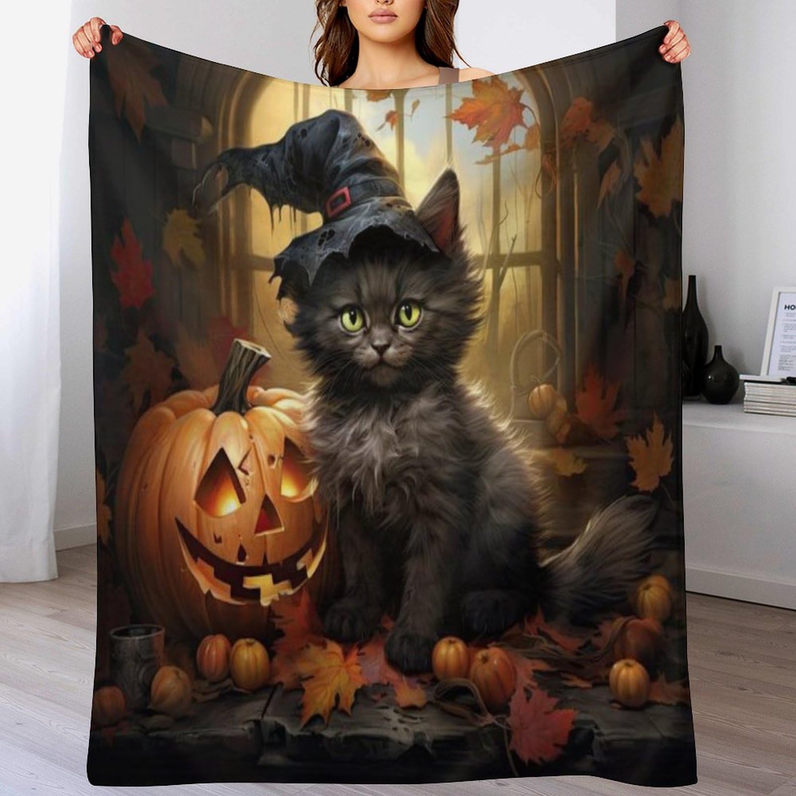 Plaid Citrouille d'Halloween Moelleux : Restez au Chaud sur le Canapé ou en Voyage